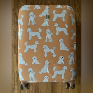 Peach Poodle Print Hard-Shell Carry-On Luggage